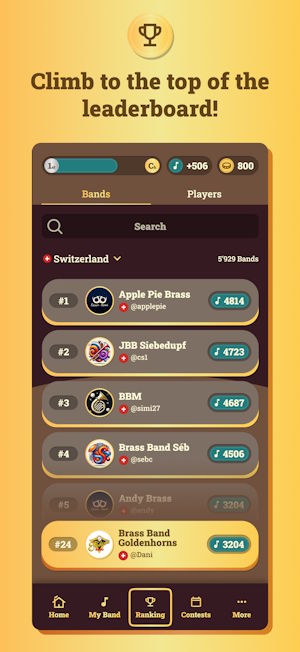 screenshot of the Bandmanager-app